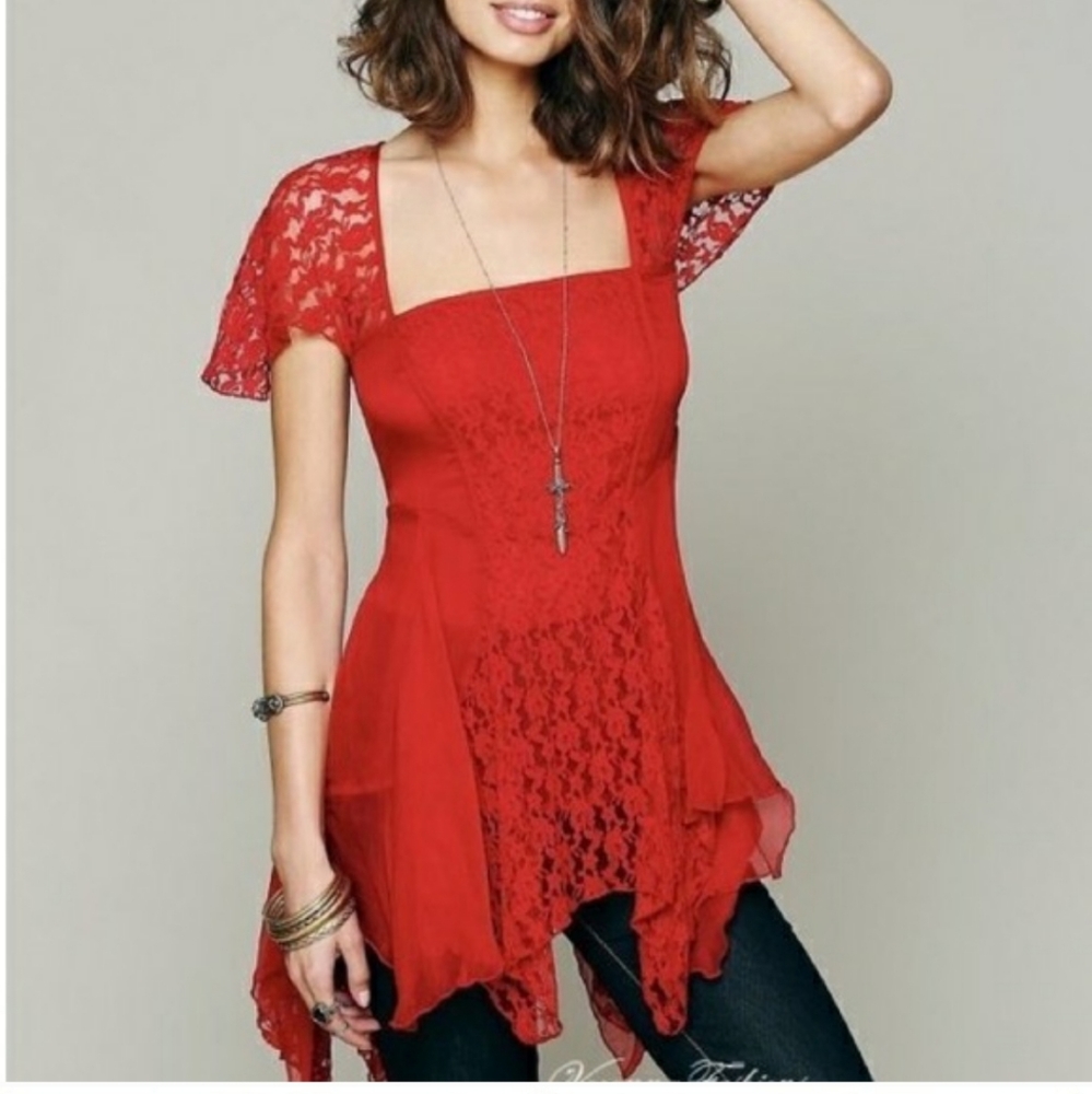 Free People On a Whim lace top (rare)